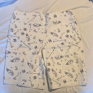 Izod White Athletic Shorts with Blue Print